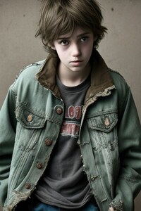 Мальчишка в оборванной куртке